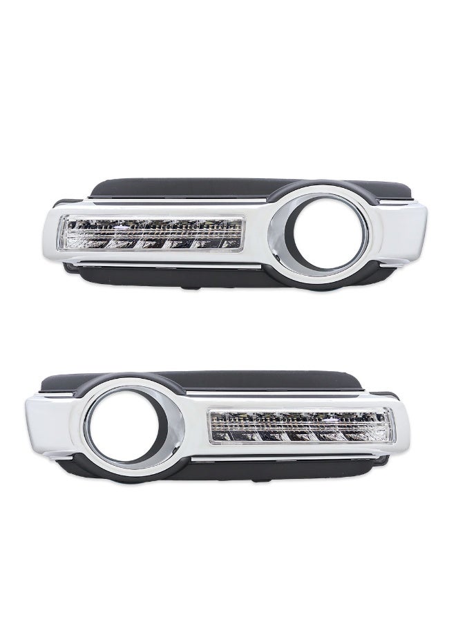DLAA Pack of 2 Front Daytime Running MB812L2L-1 LED Black Frame Fog Lamp & Chrome Rim Only with Wires Suitable for Pajero 2015 | 1 Year International Warranty - Image 2